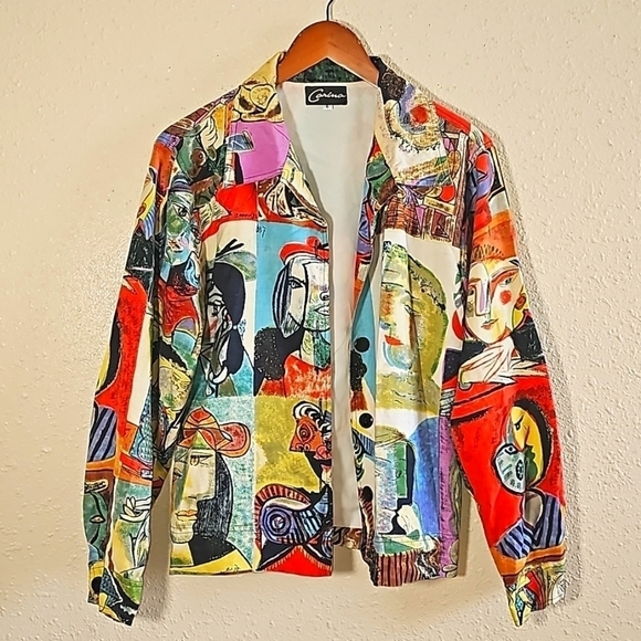 Vintage Carina Picasso Paintings Print Artsy Blazer - Picture 1 of 9